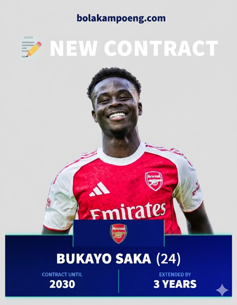 Bukayo Saka menandatangani kontrak baru dengan Arsenal resmi